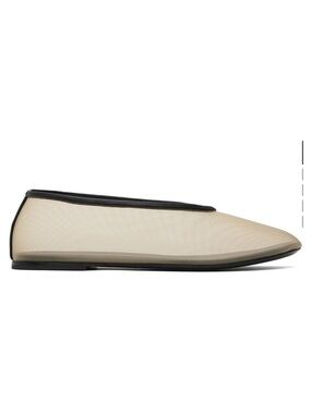 KHAITE Beige and Black Trim Mesh Ballet Flat